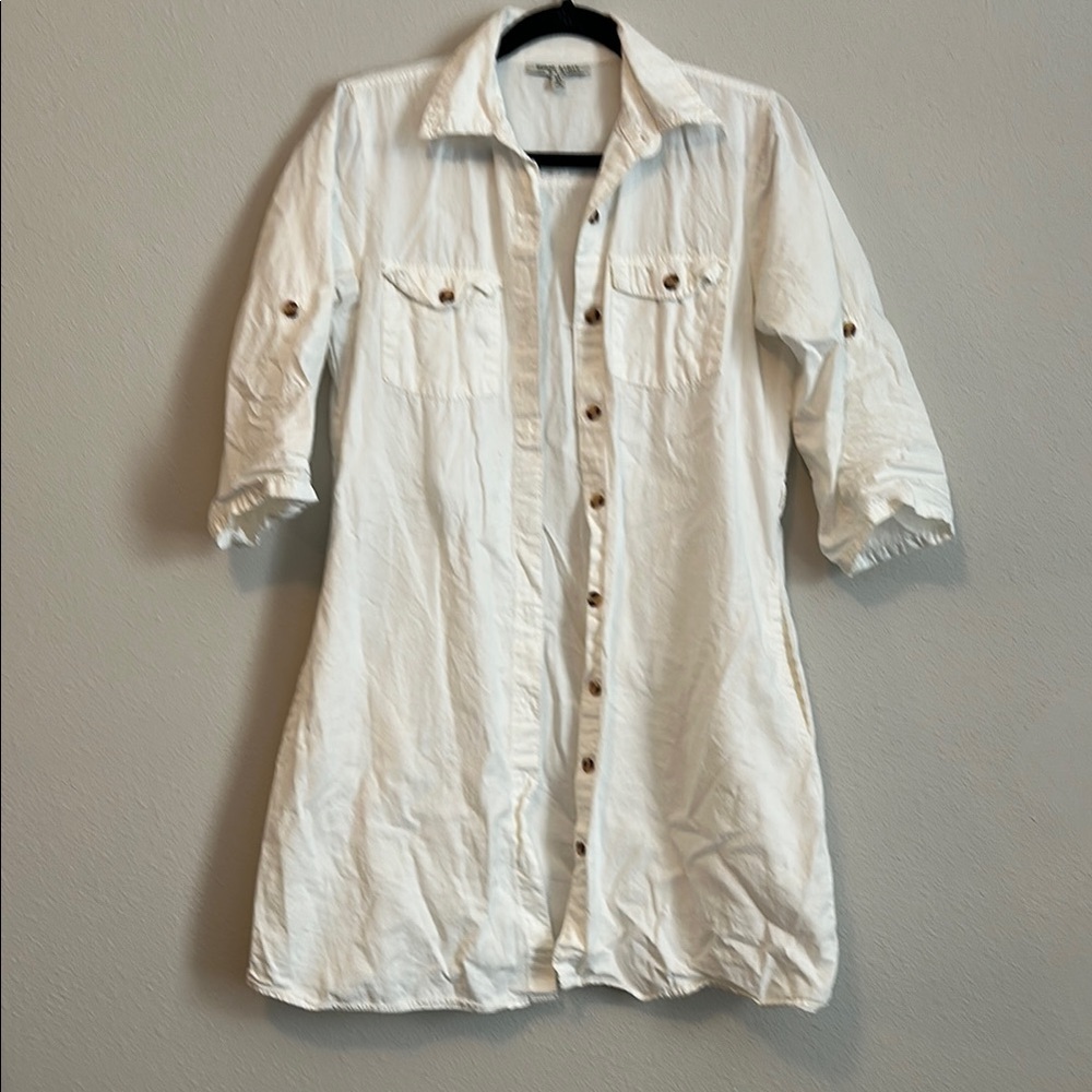 White Button-Up Shirt Dress